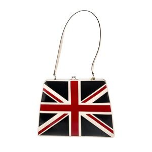 Moschino Patent Leather Union Jack Top Handle Bag